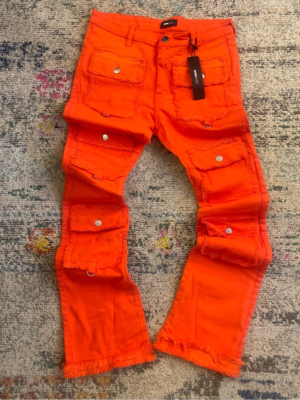 Fashion Nova Bright Orange Men’s Cargo Jeans